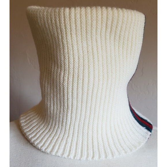 Ivory Striped Knit Infinity Neck Warmer Luxury Look Boho Scarf Trendy Unisex New - Picture 4 of 8